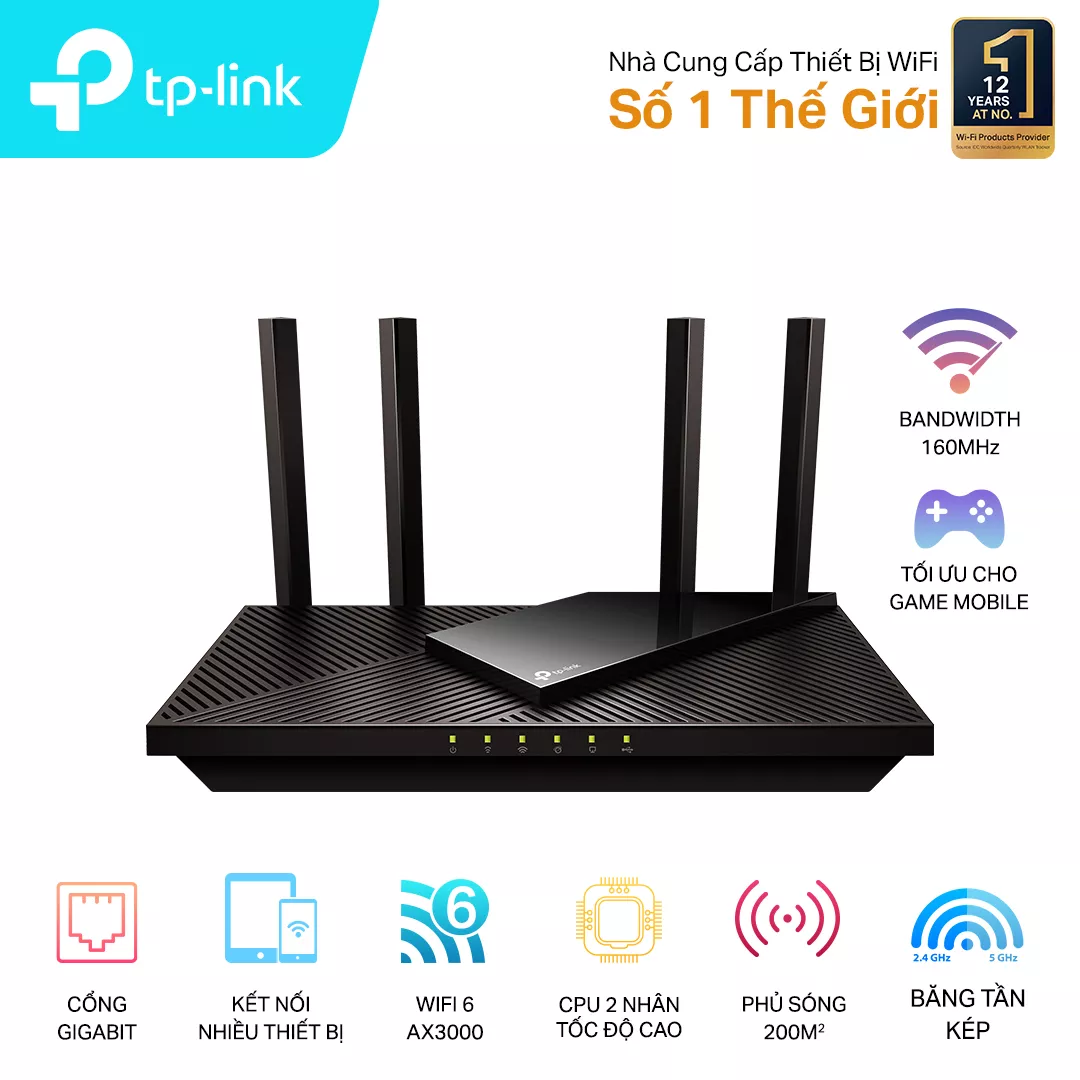 Router TP-Link Archer AX55 Wifi 6 băng tần kép AX3000