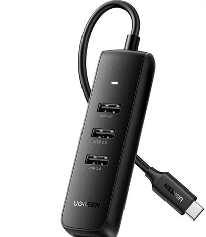 Bộ chia Hub USB-C ra 4 cổng USB 3.0 màu đen dài 20cm Ugreen 10916