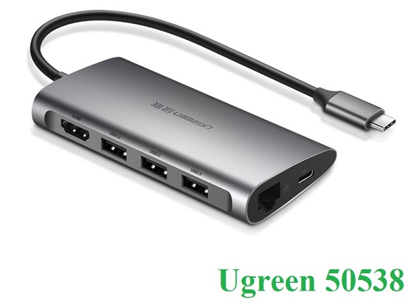 Bộ chuyển USB Type C HDMI+ Lan + USB 3.0 + SD/TF + sạc Type-C Ugreen 50538