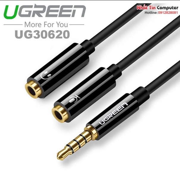 Cáp chia Audio 3.5mm 1 ra 2 Loa và Mic Ugreen 30620