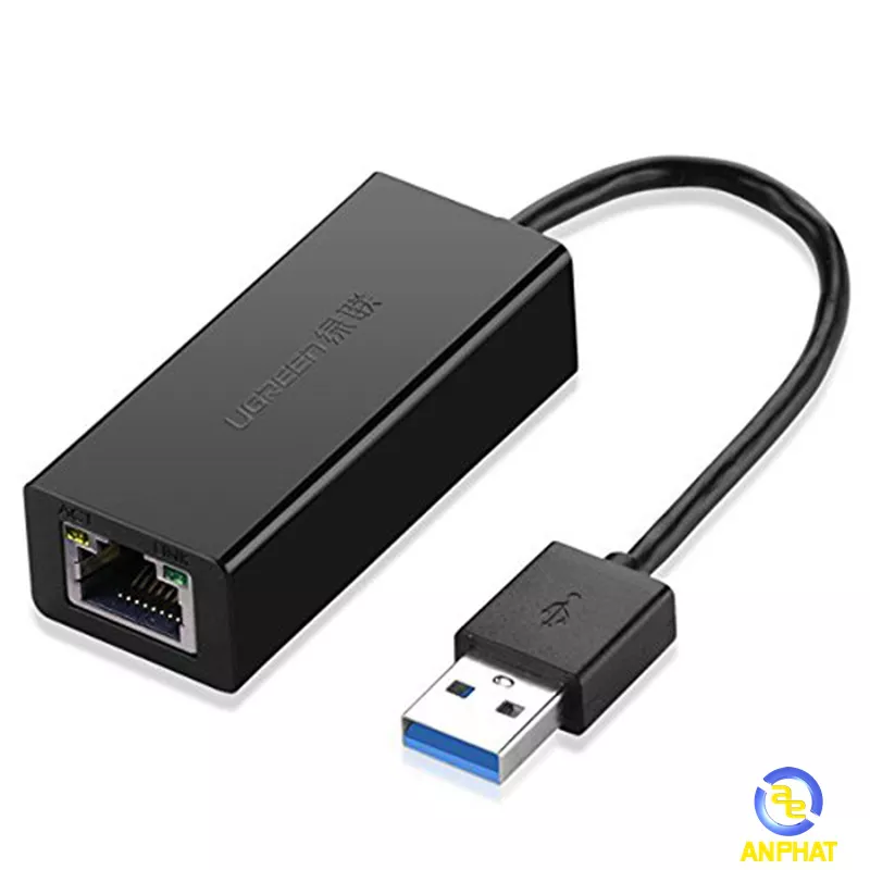 Cáp chuyển USB 3.0 sang Lan hỗ trợ 10-100-1000Mbps Ugreen 20256 màu đen