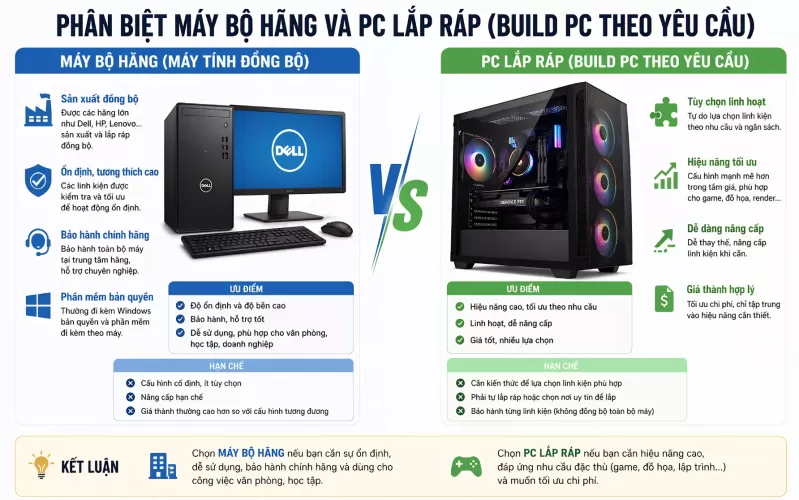 Phân biệt máy bộ hãng và PC lắp ráp